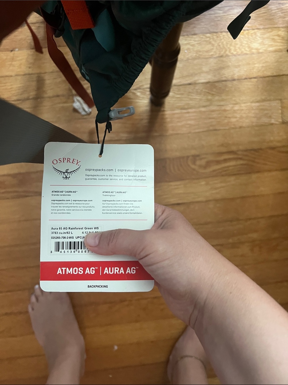 OSPREY Aura 65L Teal Backpack with Red Tag - Picture 10 of 10